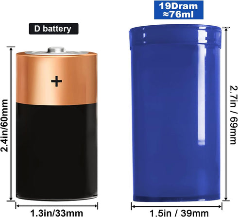 12pcs Plastic Empty Prescription Vials, Waterproof Airtight Pill Bottles with Pop Top Caps (19 Dram, Blue Opaque)