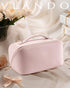 Vlando Travel Makeup Bag,Travel Toiletry Bag for Women Waterproof Portable Makeup Organizer Bag with Divider and Handle for Travel Essentials Skincare Makeup Brushes Pink