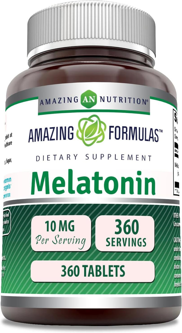 Amazing Formulas Melatonin Supplement, 10 Mg per Serving, 360 Tablets, Non-GMO