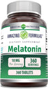 Amazing Formulas Melatonin Supplement, 10 Mg per Serving, 360 Tablets, Non-GMO