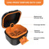ARGOMAX Leak Proof Denture Bath Cup, Portable Soaking Box with Strainer for Dentures and Braces (Black + Orange)