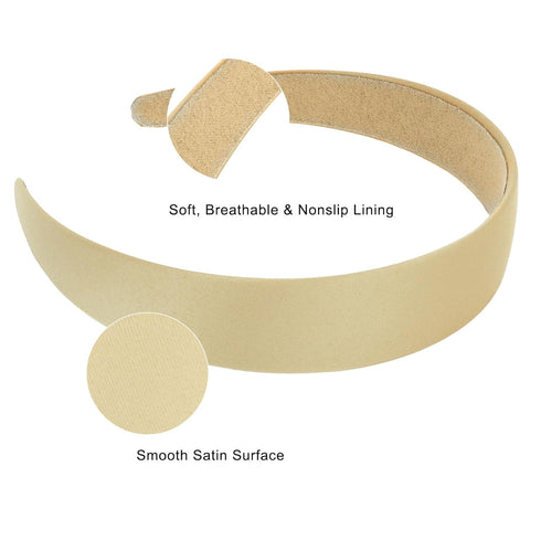 Wecoe 10 Pack Satin Headbands Women Non Slip Fashion Hair Bands 1.3 Inch Wide in White Blue Pink Red Green Brown Khaki