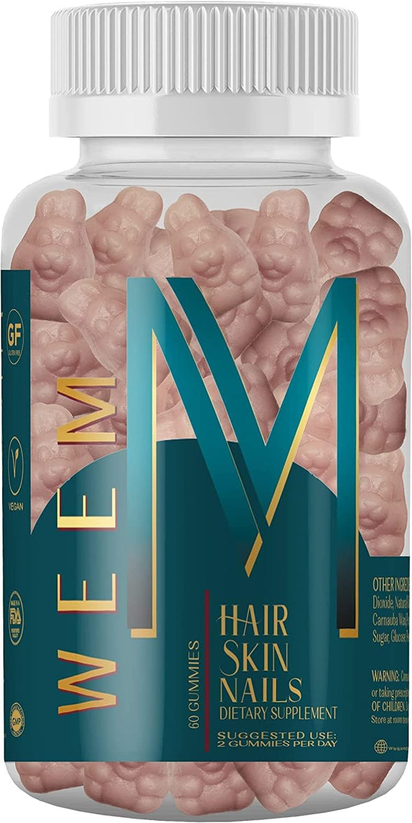 WEEM Hair Skin and Nails Gummies - Vegan Biotin Vitamins for Women & Men - Extra Strength