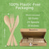 Bamboo Cutlery Set - 100 Biodegradable Utensils (50 Forks, 25 Spoons, 25 Knives), Compostable Eco-Friendly Flatware