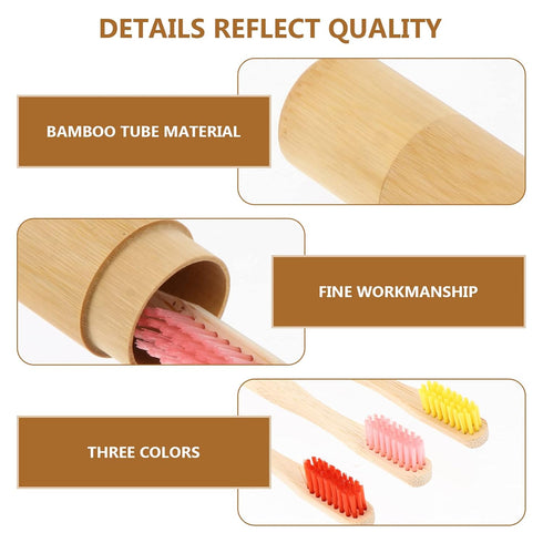 Healifty Bamboo Toothbrush Holder - Portable Wood Cover for Disposable Travel Toothbrushes, Rustic Organizer Kit