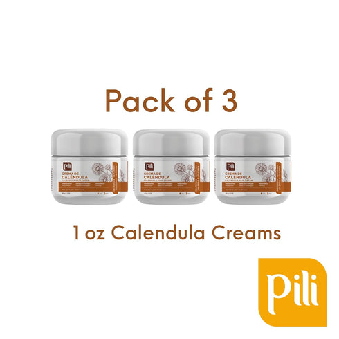Pili Natural Calendula Cream, Hydrating Moisturizer for Dry Skin, Soothing Face and Body Cream, 3 pack