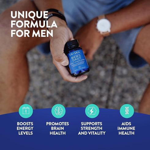 FRISKA Men’s Daily Digestive Enzyme and Probiotics Supplement, Natural Support for Male Digestive Health, 30 Capsules