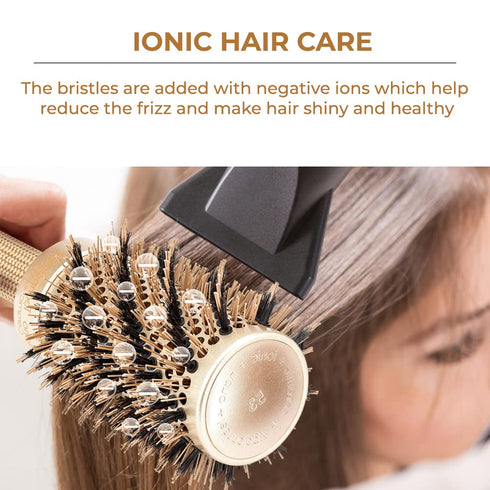 Salon Boar Round Brush for Blow-Dry, Straightening, Styling, Curling Medium Hair, Ceramic Vented Roller (1.7" Barrel,