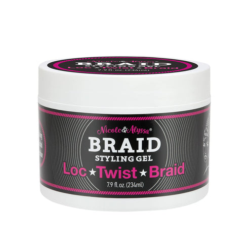 Nicole & Alyssa Braid Styling Gel, 7.9 oz, Healthy Frizz-Free Hold for Locs, Twists, and Braids