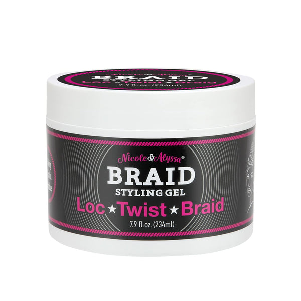 Nicole & Alyssa Braid Styling Gel, 7.9 oz, Healthy Frizz-Free Hold for Locs, Twists, and Braids