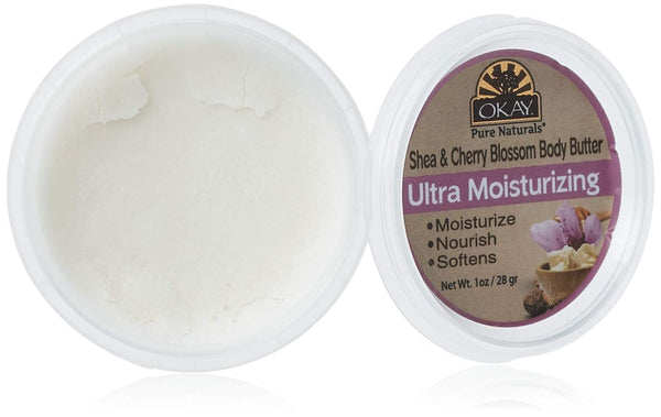 OKAY SHEA and CHERRY BLOSSOM BODY BUTTER, Ultra Moisturizing, 1oz / 30gr