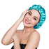 Stain Bonnet Silky Adjustable Satin Sleep Cap for Night Sleeping Hair Bonnet, Reversible Peacock Blue/Black