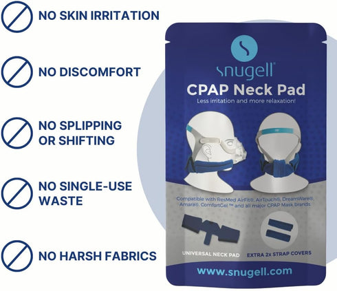 Snugell CPAP Headgear Strap Covers & Neck Pad Cushion, Ultra-Soft Fleece for Comfort & Skin Protection
