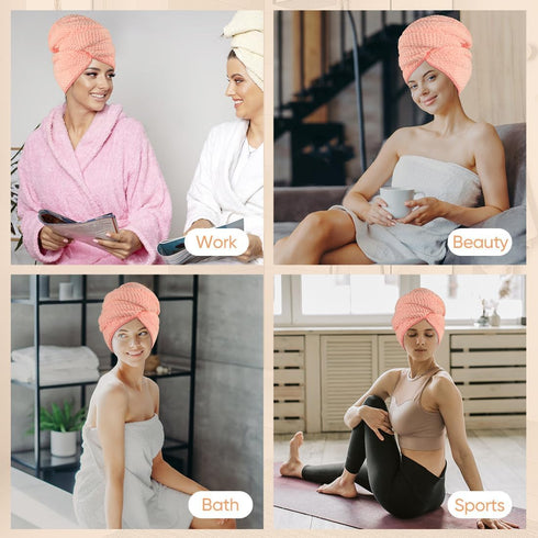 HOMEXCEL 5 Pack Microfiber Hair Towels, 40 x 20 inches, Fast Drying Turbans for Long Curly Hair