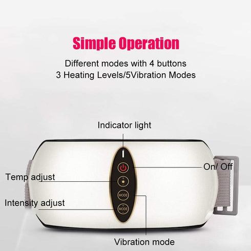 WOOLALA Abdomen Massage Belt with Heat, Therapy Heated Waist Belt Vibrating Back Massager Lower Back Wrap for Pain