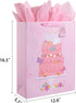 SUNCOLOR 16" Extra Large Gift Bag with Tissue Paper for Girls (Happy Birthday Cake)