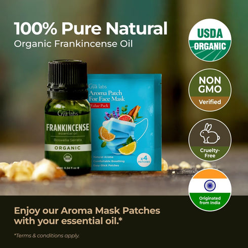 Gya Labs Frankincense Essential Oil - 0.34 fl oz - USDA Certified Organic Boswellia Serrata for Aromatherapy, Skin