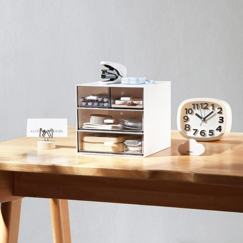 Makeup / Desk Organizer with 4 Drawers, Sundries Vanity Organizer, Cosmetic Storage Box for Bathroom Counter or