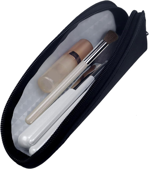 Aosbos Small Travel Makeup Brush Holder Bag, Black Cosmetic Pouch Organizer for Makeup Brush Traveling Case