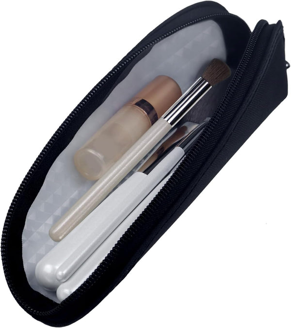 Aosbos Small Travel Makeup Brush Holder Bag, Black Cosmetic Pouch Organizer for Makeup Brush Traveling Case