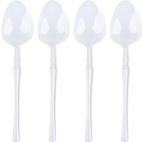 Infinity Flatware Disposable White Teaspoons - 32 Count Premium Plastic Cutlery for Special Occasions