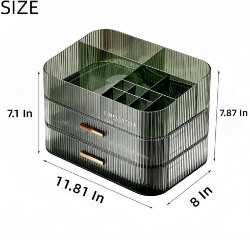 Stackable Makeup Organizer with Drawers, Skincare Cosmetic Storage for Bathroom, Vanity, Desk Countertop
