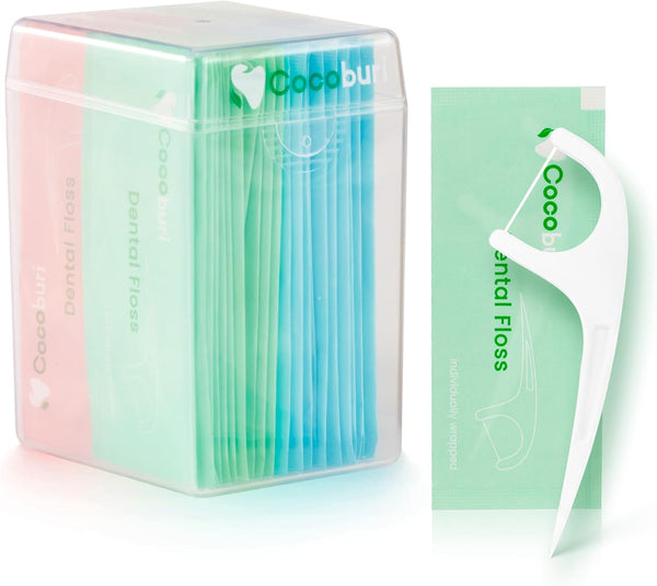 50 Count Individually Wrapped Dental Floss Picks, Oral Care Flossers for Adults, Travel Size