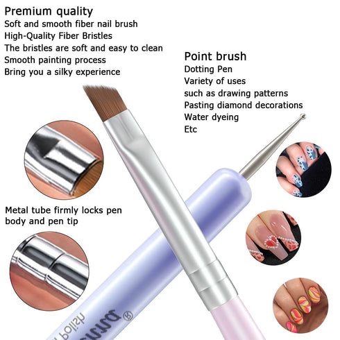 Nail Art Brushes Set, Lofuanna 6Pcs Design Tools with Poly Extension Gel Brush and Dotting Pen