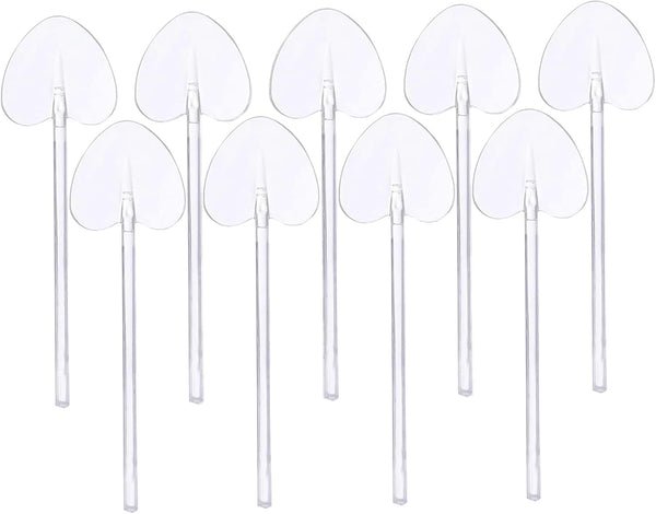 100Pcs Disposable Heart Shaped Dessert Spoons, Long Handle Plastic Tasting Spoons for Wedding Party Favors