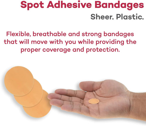 Dealmed Sheer Plastic Spot Bandages - 7/8” Small Round Sterile Strips - 100 per Box (2 Pack)