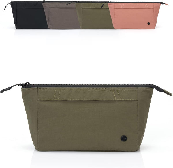Purevave Large Cosmetic Bag for Women, Travel Makeup Organizer Pouch (Green)