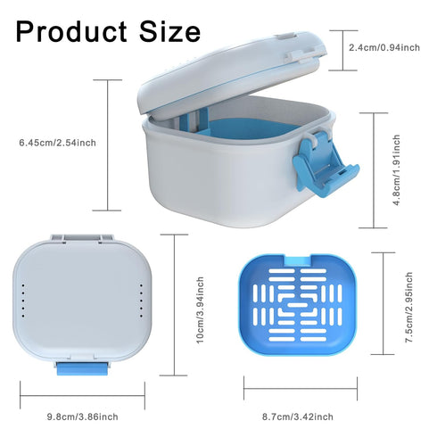 BVN Leakproof Denture Cup - Upgraded Carrying Storage for Soaking Dentures, Travel Retainer Cleaning Case