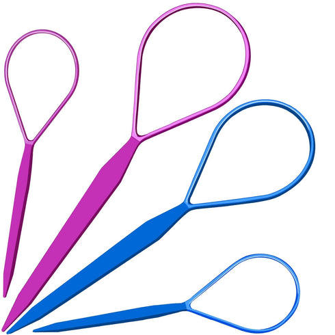 Teenitor 4pcs Pony Hair Tail Accessories - 2 Pairs French Braiding Tool, Turvy Styling Tool for Women Girls, Purple/Blue