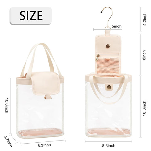 Travel Toiletry Bag, Clear Hanging Toiletry Bag for Women Men, Waterproof Travel Bag for Toiletries, Transparent Makeup Bag Cosmetic Organizer, Portable Bath Shower Bag for Bathroom, Gym, Travelling