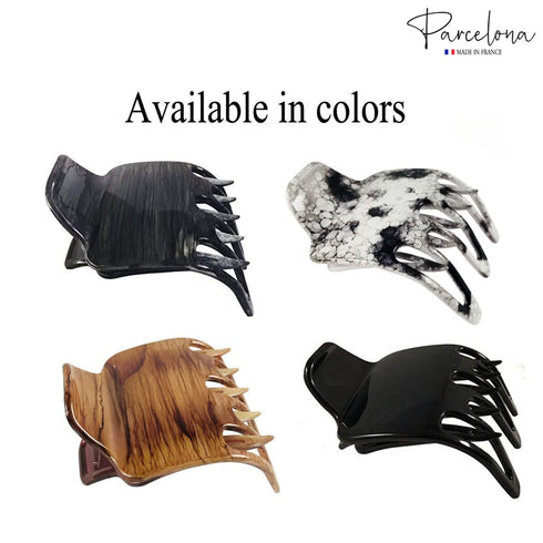 Parcelona French Paw Yoga Hair Claw Clip - White Black, Wide Side Slide In
