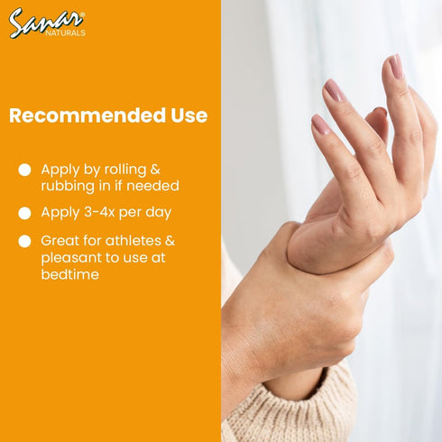 Sanar Naturals Arnica Roll On, 3 oz, Quick Pain Relief for Joint, Muscle Pain, Soreness, Non-Greasy