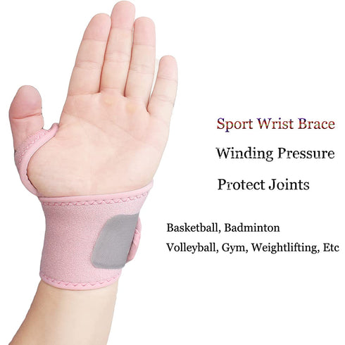 2 Pack Wrist Support Brace/Carpal Tunnel/Wrist Brace/Hand Support, Adjustable Wrist Support for Arthritis and Tendinitis, Joint Pain Relief (Pink)