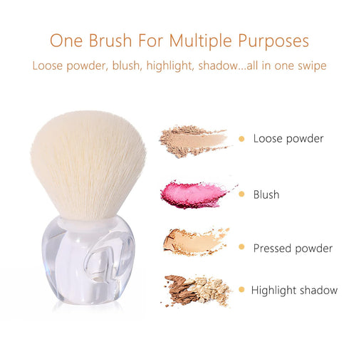 Large Powder Makeup Brush, Blush Brush for Loose or Pressed Setting Powder, Bronzer Brush (Transparent)