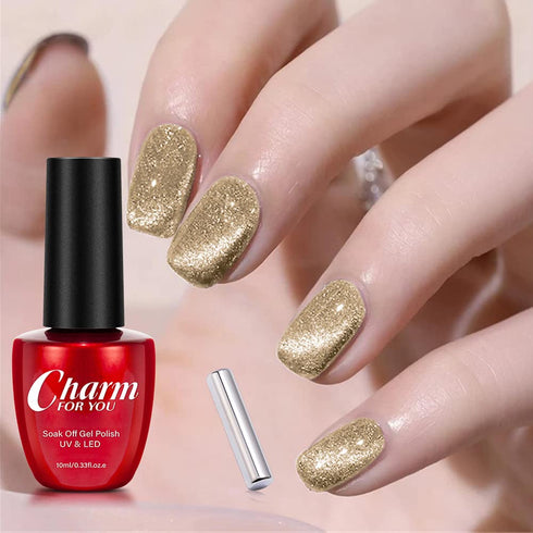 VERONNI Reflective Cat Eye Gel Nail Polish, Glitter Magnetic Shimmer Gel, Soak Off UV LED Nail Art 10ml