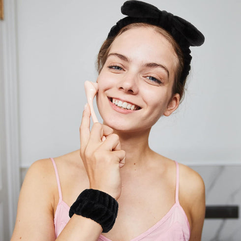 WHAVEL 6PCS Spa Headband and Wristband Set - Face Wash Headband and Makeup Skincare Wrist Bands