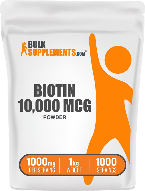 BulkSupplements.com Biotin 10000mcg Powder, Gluten Free, 1kg (2.2 lbs) (Pack of 1)
