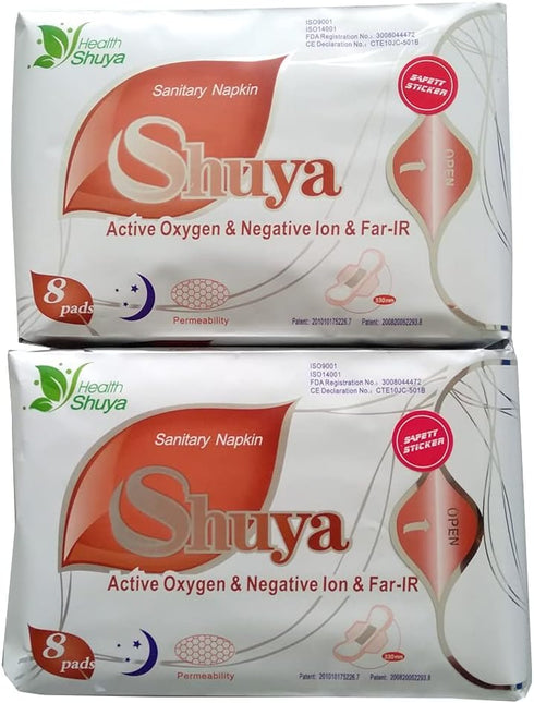 SHUYA Anion Ultral Long Overnight Pads for Women, Size 330mm, Scented, Pack of 2, Super Absorbency