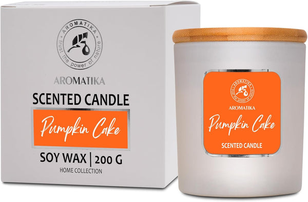 Scented Candle Pumpkin Cake, 6.8 Oz Soy Wax Aromatherapy Candle, Relax Scent, Glass Gift