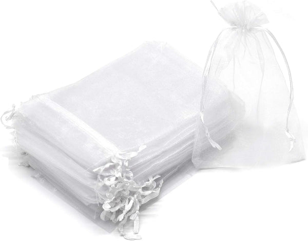 50Pcs White Organza Bags, 3x4 Inch Sheer Wedding Party Favor Bags with Drawstring