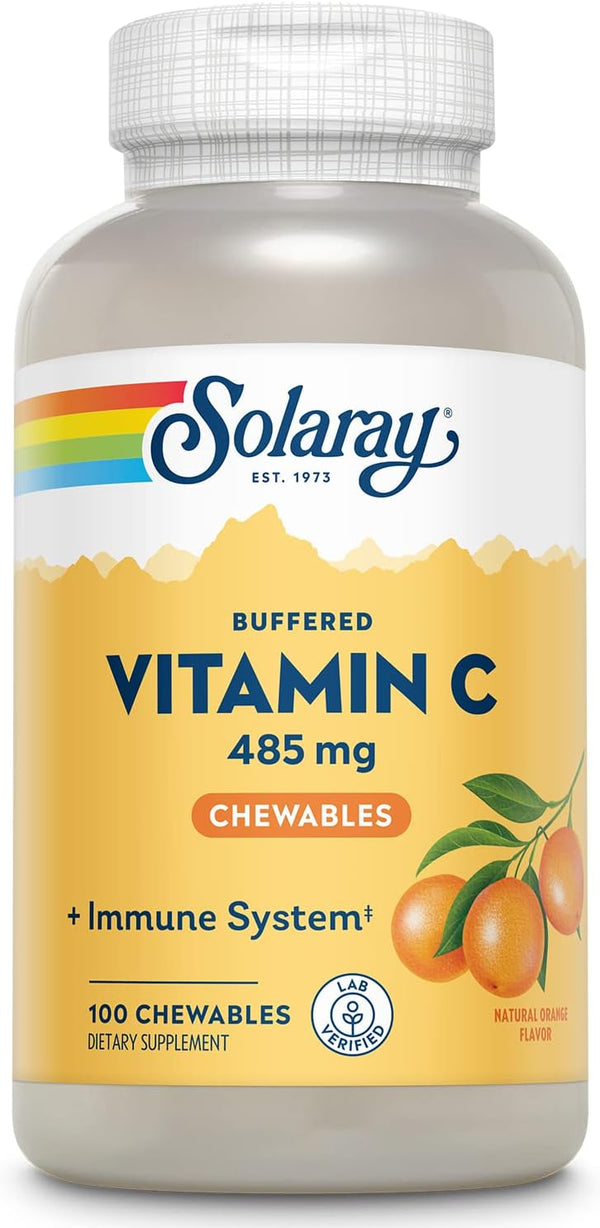 SOLARAY Chewable Vitamin C with Rose HIPS & Acerola Cherry - Buffered for Gentle Digestion - Immune Support - 100