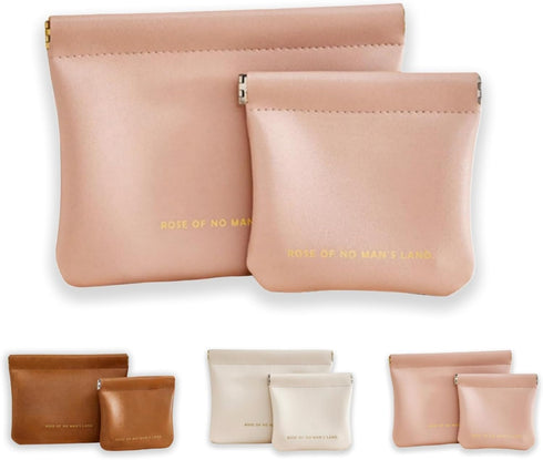 Small Pink Cosmetic Bags for Women, Pu Leather Makeup Pouch with Zipper, Travel Makeup Bag for Purse