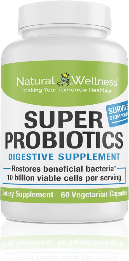 Natural Wellness Super Probiotics, 10 Billion Viable Cells Per Serving, 30 Day Supply
