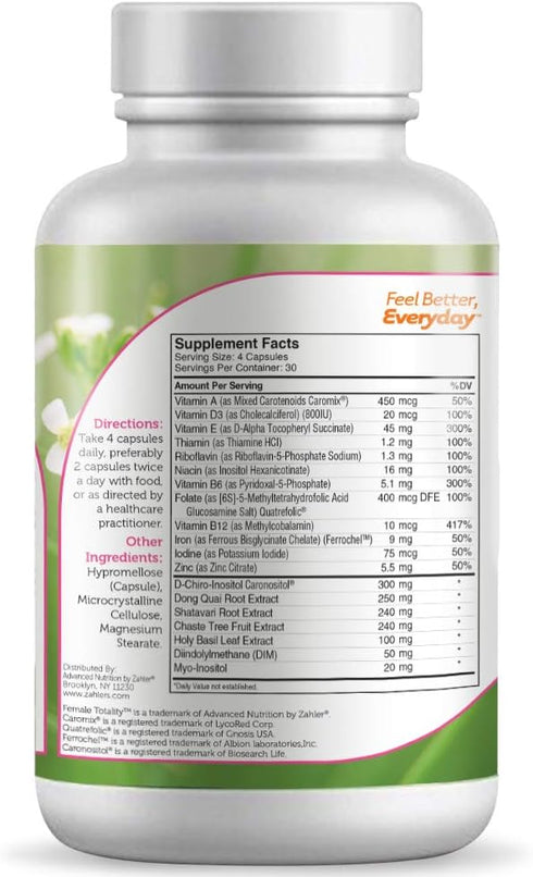 Zahler Female Totality Fertility Supplements for Women - Prenatal Vitamins, 120 Capsules