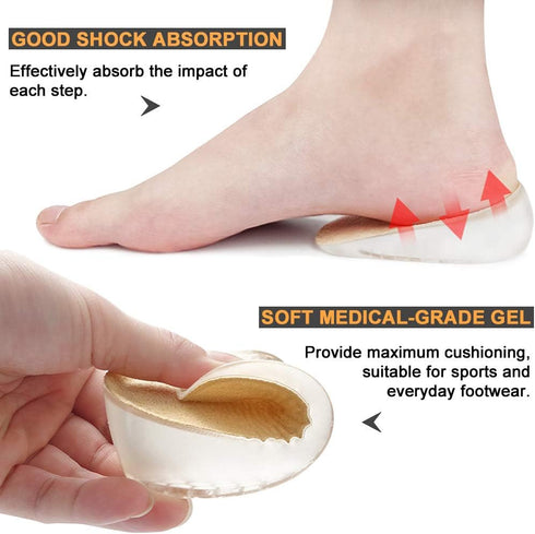 Ailaka 2 Pairs Gel Height Increase Insole, Invisible Heel Lift Inserts, Elastic Shock Absorption Pads, 3 Heights for