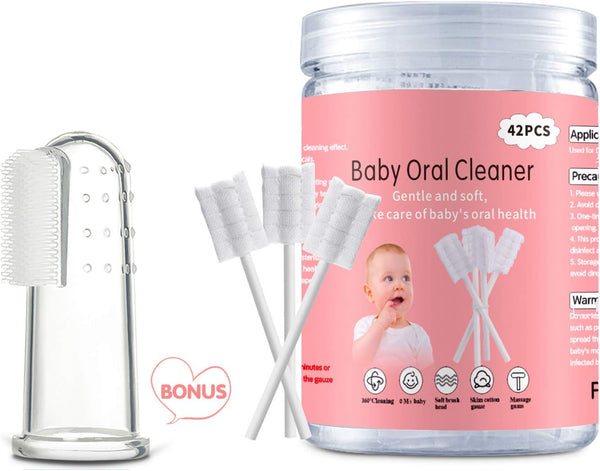 Baby Tongue Cleaner and Toothbrush, 42Pcs Disposable Infant Toothbrush for Baby Oral Cleaning, Free Finger Toothbrush